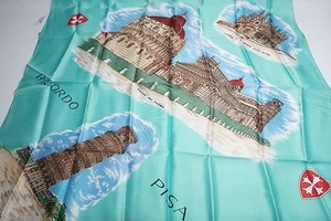 Ladies Vintage Acetate Scarf Venezia Made In Italy Ricordo Piza 100% ACETATE - Picture 1 of 1