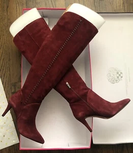 Vince Camuto Seselti Stiefel über dem Knie Bordo Wildleder Reißverschluss rot braun Damen 8 - Bild 1 von 23