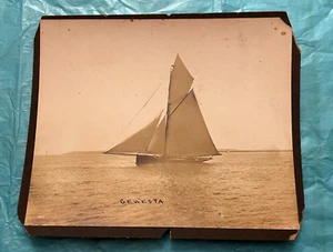 Antique original 1885 Photo Yacht GENESTA Americas Cup NL Stebbins Studio Stamp - Picture 1 of 18