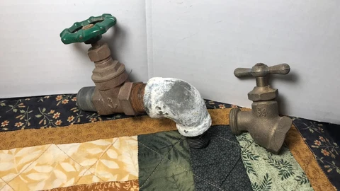Vintage brass outdoor hose garden water faucet Reclaimed spigot valve anchor Cover