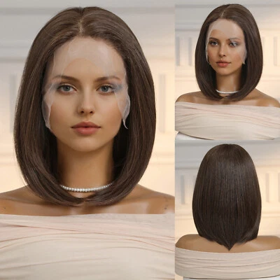 13x6 Lace Wigs Medium Brown Wig Short BOB WIgs for Women Daily Human Hair - Image 1 of 4
