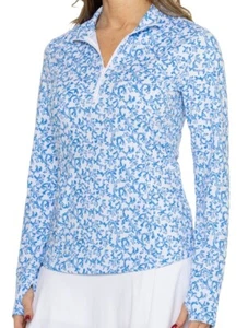 NWT TOMMY BAHAMA CORAL REEF BLUE WHITE Long Sleeve Mock Golf Shirt S M L & XL - Picture 1 of 1