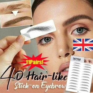 4D Hair-like Stick-On Authentic Eyebrows Waterproof Eyebrow Tattoo Sticker US AN - Picture 1 of 20