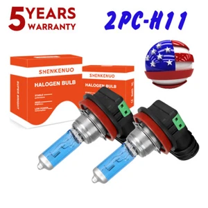 2X H11 Halogen LED Fog Light Bulbs Warm White 4200K 100W High Power DRL Lamp 12V - Picture 1 of 12