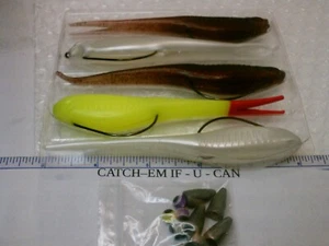 5 Floating Soft Swimbait-5 inch 2white/2 brown/1 char.-w/hooks/sinkers/beads - Picture 1 of 4