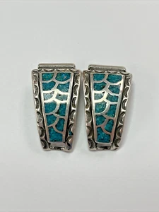 Indianer Fischschuppen Südwesten Sterlingsilber Türkis Uhrenenden - Bild 1 von 2