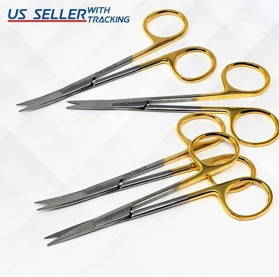 4 Pcs Scissor Set IRIS Gold Dental Surgical Instruments Stainless CE - Image 1 of 3