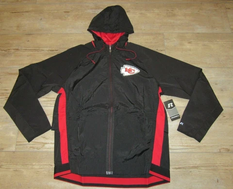 Kansas City Chiefs Russell Crinkle Full Zip Jacket Hooded size Men's Large Cover