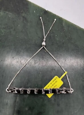 Pulsera Tenis Plata de Ley 925 D’Joy Piedras Preciosas Negras Foto 1 de 4