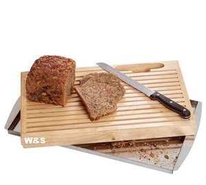 Brot Schneidebrett mit Krümmelschale und Messer Holz Schneidbrett für Buffets - Bild 1 von 4