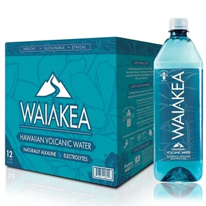 Waiakea Hawaiian Volcanic Water, Naturally Alkaline,Recycled Bottle, 1L -12 pack - Picture 1 of 6