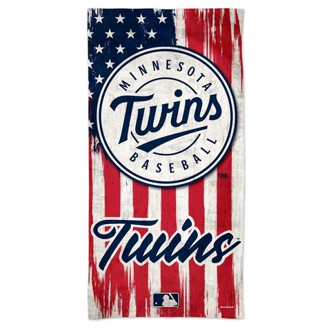 MINNESOTA TWINS AMERICAN FLAG USA PATRIOTIC 30"X60" SPECTRA BEACH TOWEL WINCRAFT Cover