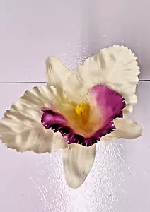 Artificial single cattleya orchid blossom Purple Lip - Picture 1 of 3