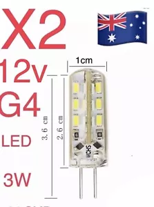 2x G4 3W Cool White LED 12V Light Corn Bulbs 24 SMD Silicone Lamp DC Globe - Picture 1 of 5