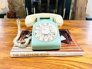 Vintage Western Electric Rotary Dial Phone, Landline Telephone, Blue Beige - Zdjęcie 1 z 10