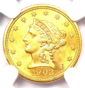 1903 Liberty Gold Quarter Eagle $2.50 Coin - Certified NGC MS66 - $1,500 Value - Picture 1 of 5