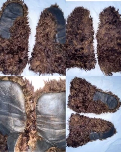VTG 30S 40S MENS CURLY FUR HORSEHIDE LEATHER MITTENS MITTS GLOVES - Picture 1 of 6