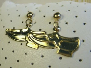 New Designer Fashion Polished Gold Tone Loafer Shoe Post Dangle Earrings - Picture 1 of 4