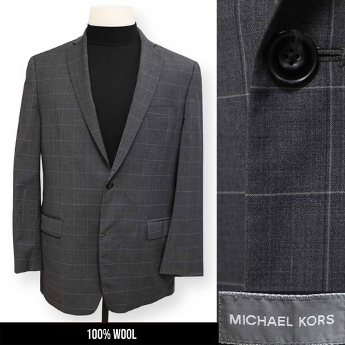 MICHAEL KORS cappotto sportivo elasticizzato uomo grigio finestra giacca blazer 42 L