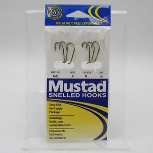 Mustad Snelled Fishing Hooks 641 Size 4 8lb Test 6 Pack - Picture 1 of 2
