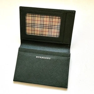 BURBERRY Authentic Leather Business card holder Pass Case Nova Check Green - Picture 1 of 8