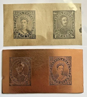 Stamps CANADA 1851, Queen Victoria, 12d  Prince Albert COPPER PLATE ( FORGERY )  - Image 1 of 4