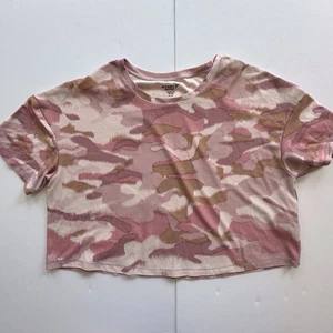 Top corto de manga corta camuflado rosa activo azul marino antiguo para niñas XXL 18 - Imagen 1 de 8