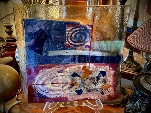 Jasmin Glas groß quadratisch verschmolzen Kunst Glas Abstrakte Kunst Tablett 13" - Bild 1 von 12