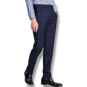 Tallia Men's Blue Plaid Slim Wool Blend Pants 34 X 30 NEW $175 - Picture 1 of 4