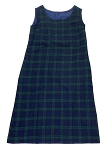 Vintage Wollpullover Kleid Schottenkaro blau grün kariert Damen S/M gefüttert Midi - Bild 1 von 8