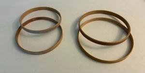 Vintage Lot of 2 Wooden Round Embroidery Hoops 5" & 6" Felt Cushion No Tension - Picture 1 of 11
