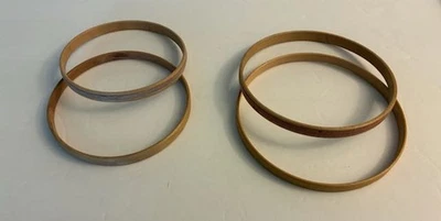 Vintage Lot of 2 Wooden Round Embroidery Hoops 5" & 6" Felt Cushion No Tension - Image 1 of 4