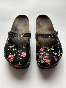 Birkenstock Birki’s Women’s Floral Black And Pink Mules Confortable Clogs SZ 38 - Picture 1 of 17