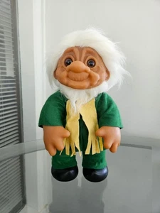 VINTAGE  1977 THOMAS DAM TROLL 14" TALL MOVABLE ARMS & LEGS WHITE HAIR & BEARD - Picture 1 of 7