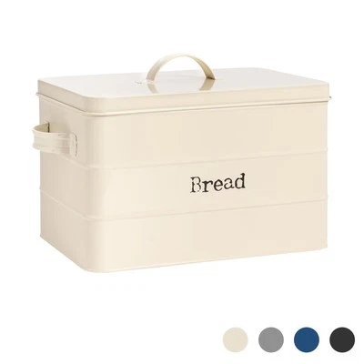 Vintage Metal Kitchen Bread Bin Vintage Steel Kitchen Storage Caddy 40cm Cream - Image 1 of 4