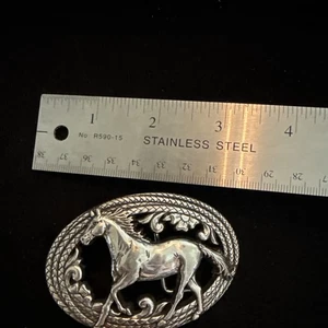 Charming Vintage Prancing Horse Silver Plated Buckle 4006 - Picture 1 of 4