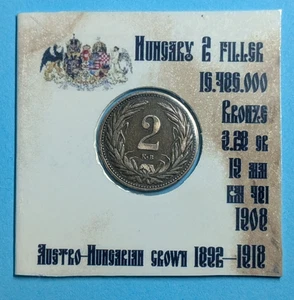 1908 Austria Hungary Empire 2 Filler  #224 - Picture 1 of 2