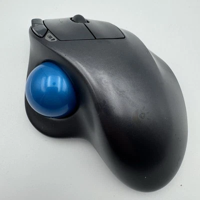 Logitech M570 Wireless Grey Blue Trackball MISSING Unifying USB Receiver - Image 1 of 4