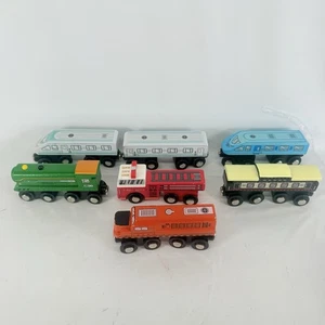 Thomas & Brio Compatible Maison Battat Magnetic Wooden Train Engines Cars Lot 7A - Picture 1 of 8