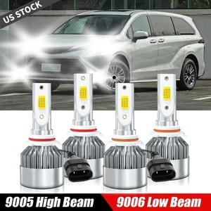 For Toyota Sienna 2004-2010 6000K LED Headlight Bulbs High Low Beam 9005+9006 - Picture 1 of 11