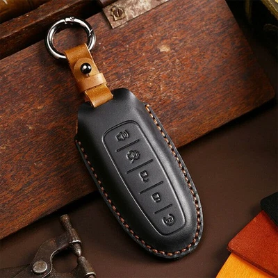 Leather Car Key Fob Cover Shell Case For Lincoln MKX 2011 2012 2013 2014 2015 Foto 1 de 4