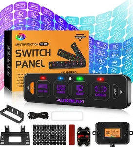 AUXBEAM AS-R40 4 Gang RGB Switch Panel Toggle/Momentary/Pulsed One-sided Outlet - Picture 1 of 12