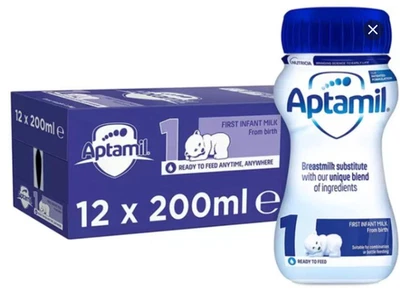 Aptamil Stage 1 Ready to Feed Infant Milk, 12 x 200ml - Image 1 of 4