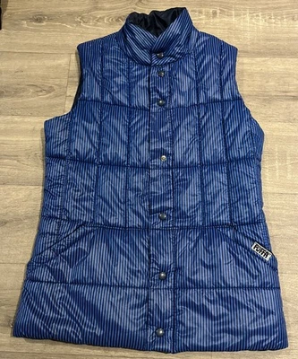 Vintage Puffa Sleeveless Gilet  Blue/Black Stripe size M - Image 1 of 4