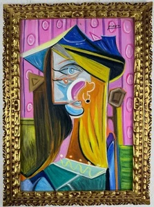 Pablo Picasso (Handarbeit) Öl auf Leinwand Gemälde signiert und gestempelt - Bild 1 von 6