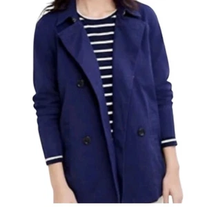 J. Jill Giacca Cappotto Donna Doppiopetto Antipioggia Utility Blu Navy Medium - Foto 1 di 10