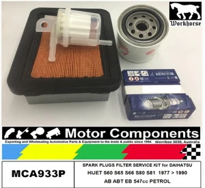 SPARK PLUG & FILTER KIT for DAIHATSU HIJET S60 S65 S66 S80 S81 AB EB 547cc 1977> - Picture 1 of 3