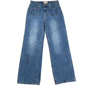 Guess Originals Jeans Damen 27W 32L hellblau weites Bein Skater aufgesetzte Tasche - Bild 1 von 15