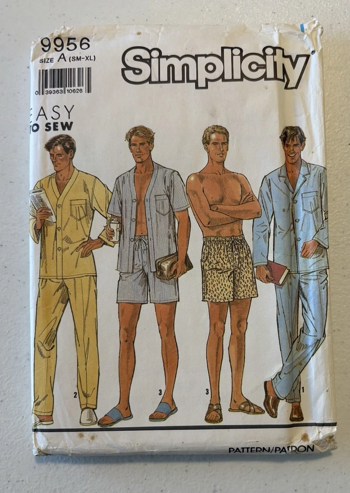 Simplicity 9956 Size SM-XL Easy To Sew Men’s Pajamas 1990’s Vintage UNCUT - Image 1 of 2