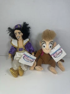 Vintage Disney Store Theme Park Aladdin & Abu Bean Bag Plush Set of 2 NWT - Picture 1 of 18